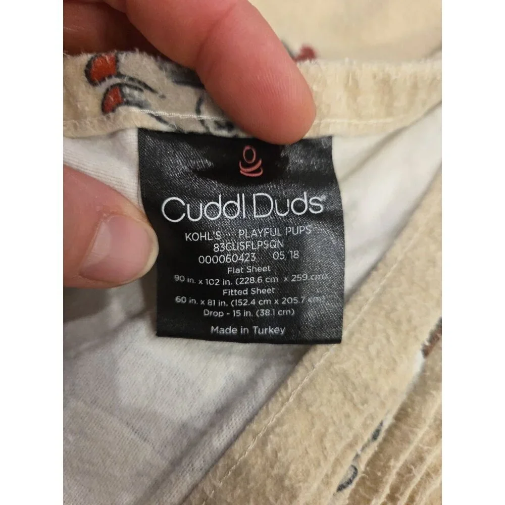 Cuddl Duds Twin Size Sheet Set Heavyweight Flannel 3Pc Dogs 100% Cotton